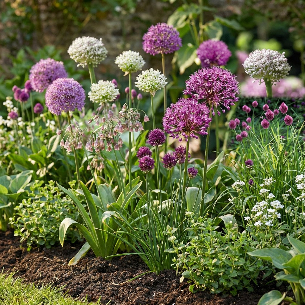 Allium Bulb Garden mix in bloei in de tuin