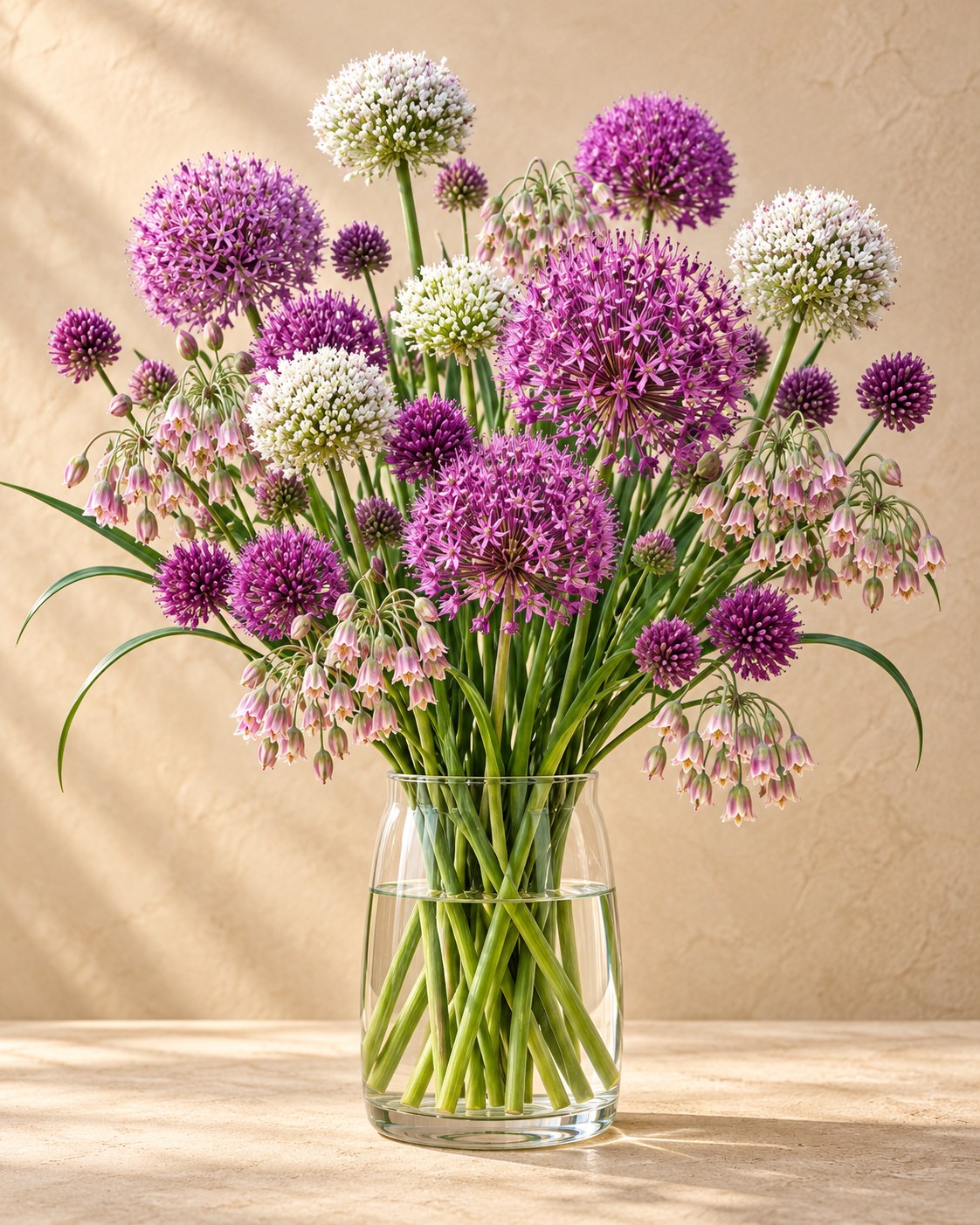 Prydløg Bulb Garden mix i blomst i en vase