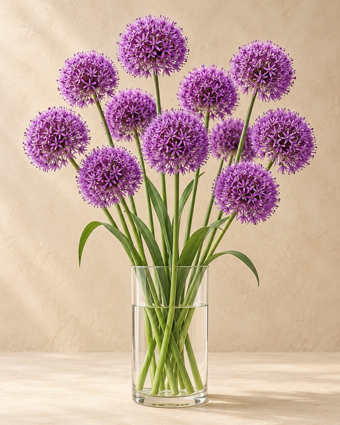 Allium Purple Sensation in bloei in een vaas