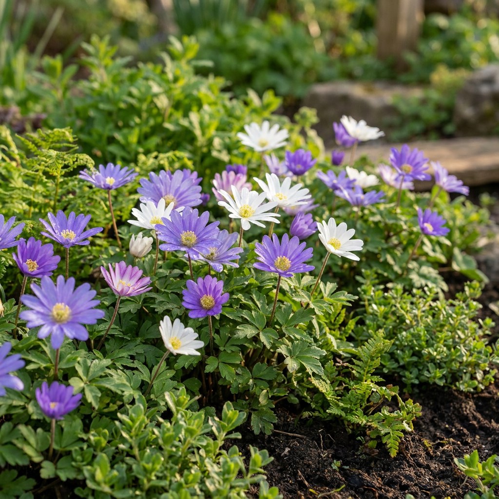Anemoneknolde Blanda mix i blomst i haven