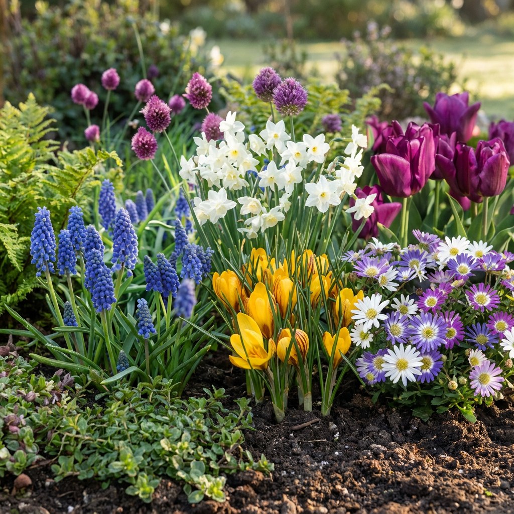 Bloem Bulb Garden mix in bloei in de tuin