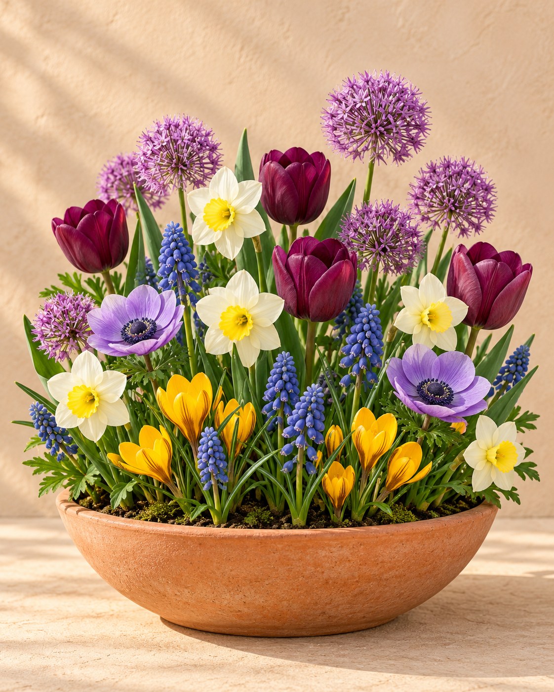 Bulbos de flores Bulb Garden mix en flor en un jarrón