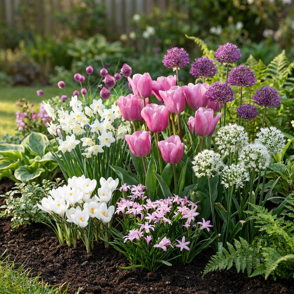Bloem Bulb Garden Pink in bloei in de tuin