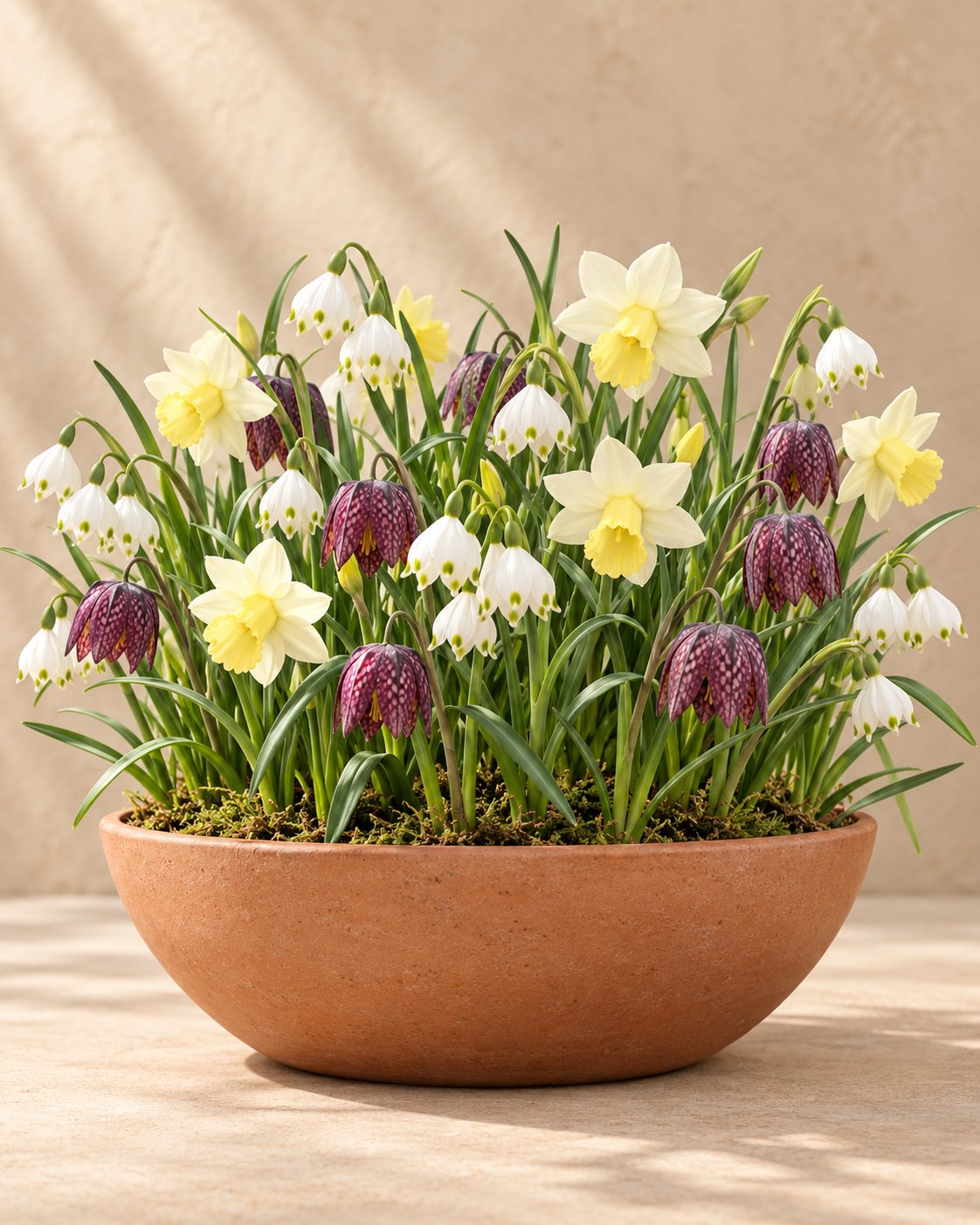 Bulbos de flores mezcla para jardín húmedo en flor en un jarrón