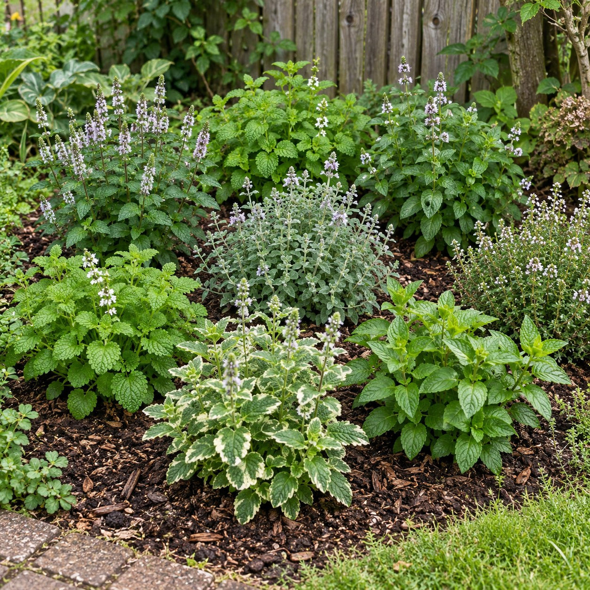 Tea Herb Border Collection, 8 perennials for 1 m², planted in a border