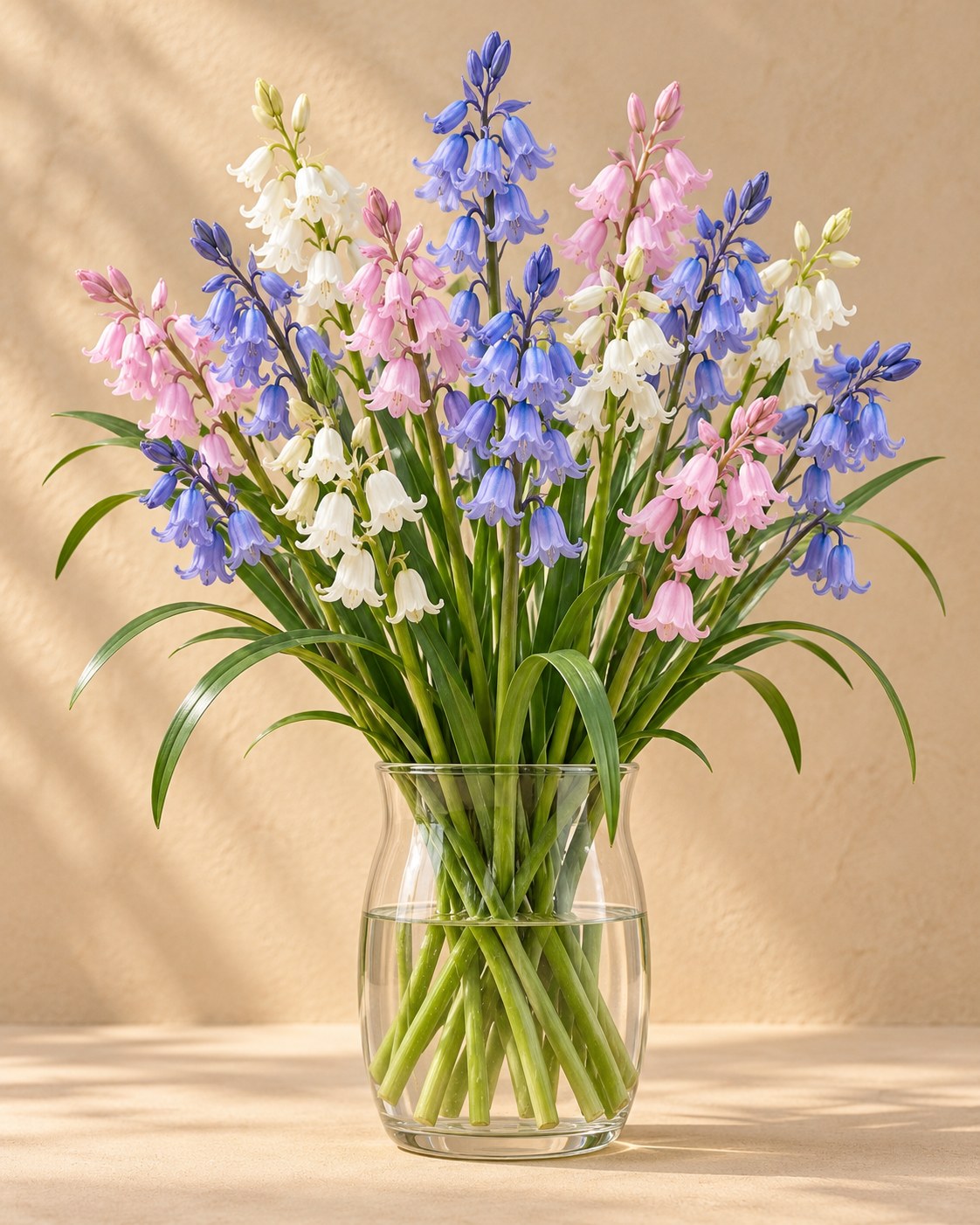 Klokkeskillaløg spansk mix i blomst i en vase
