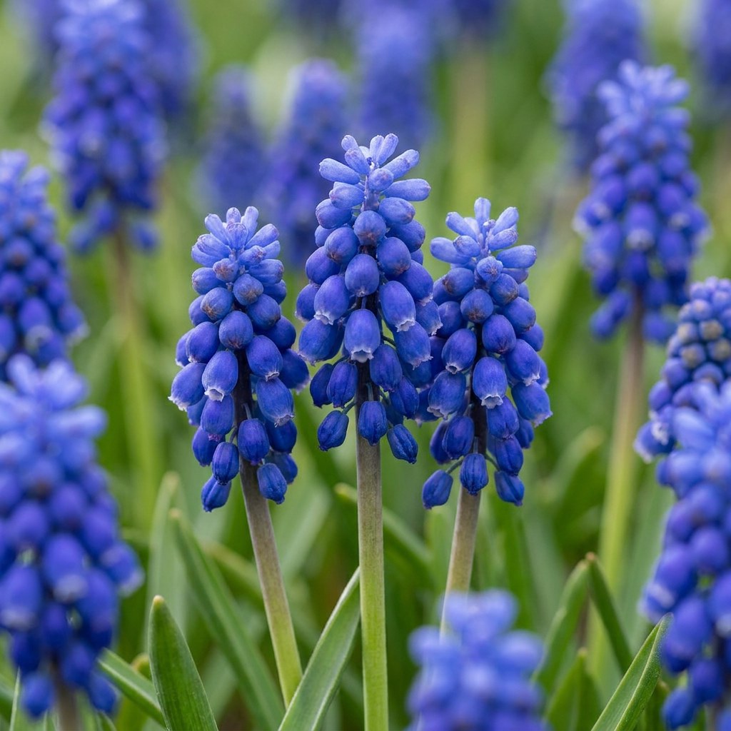 Perlehyacintløg Armeniacum i blomst
