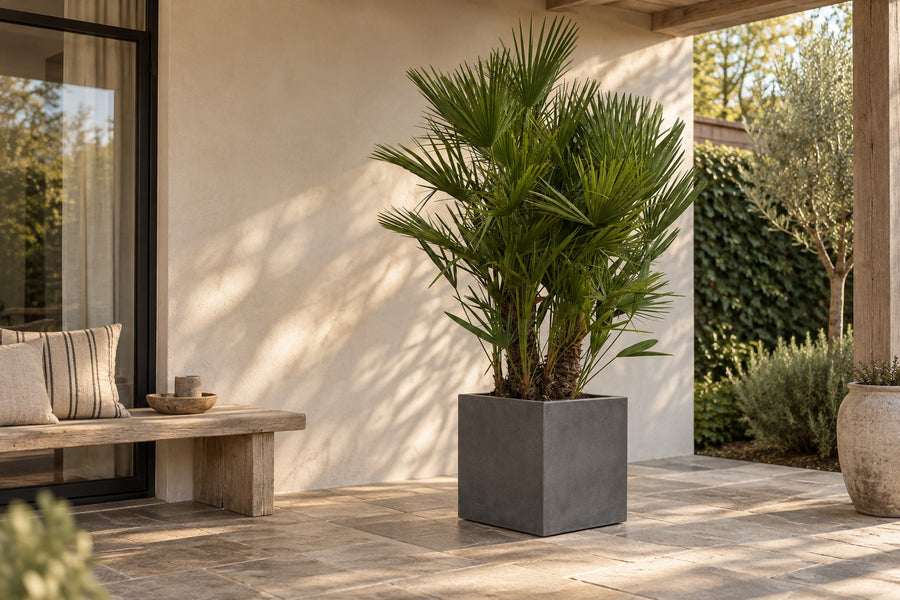Palma nana multi tronco (Chamaerops humilis) 160-220 cm di altezza, vaso ø50 cm