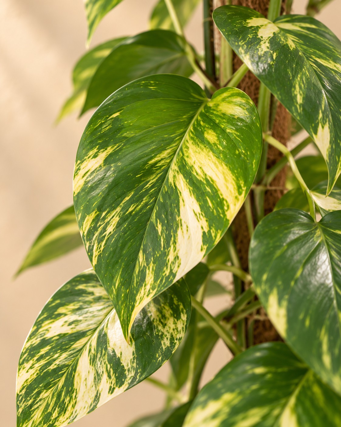 Close-up van het blad van de Epipremnum pinnatum