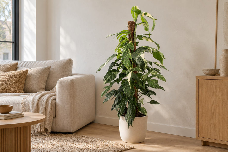Epipremnum pinnatum 'Albo Variegata' 125 cm hoog, pot ø24 cm