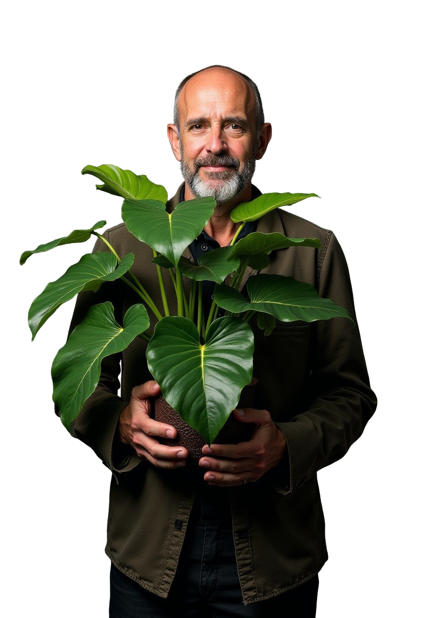 Man ontvangt een grote XXL kamerplant aan huis — bezorging door XXLplant