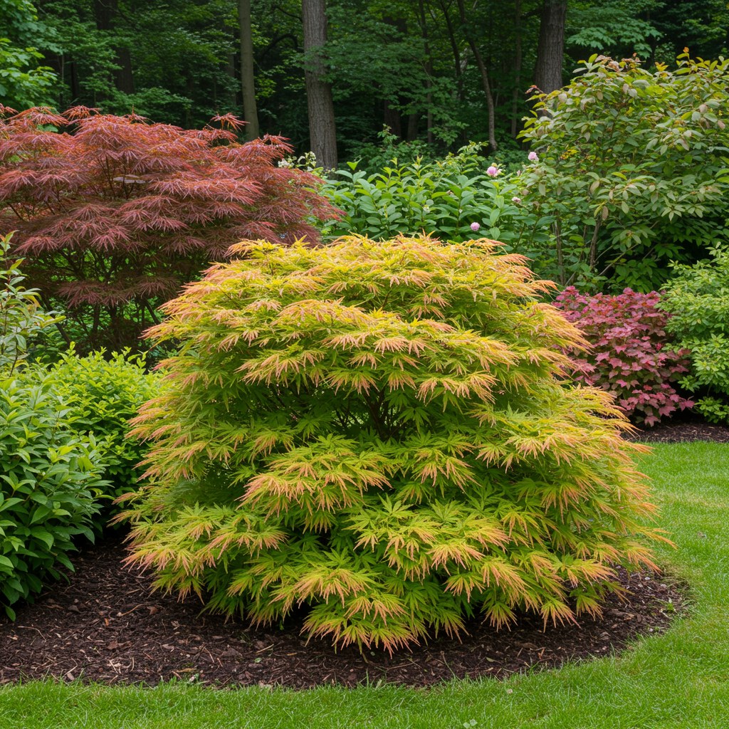 Japanse esdoorn 'Metamorphosa' in de tuin