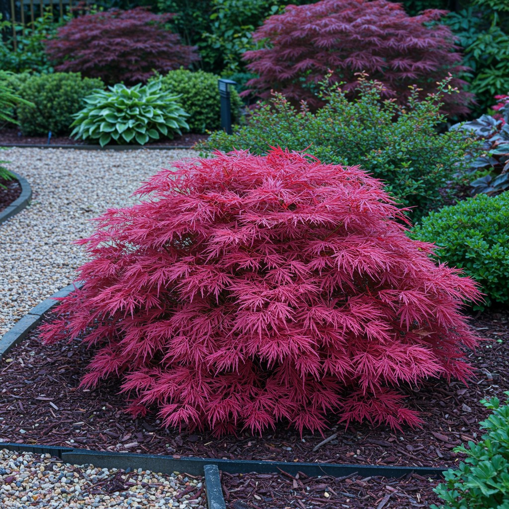 Japansk lönn 'Pink Dwarf' i trädgården