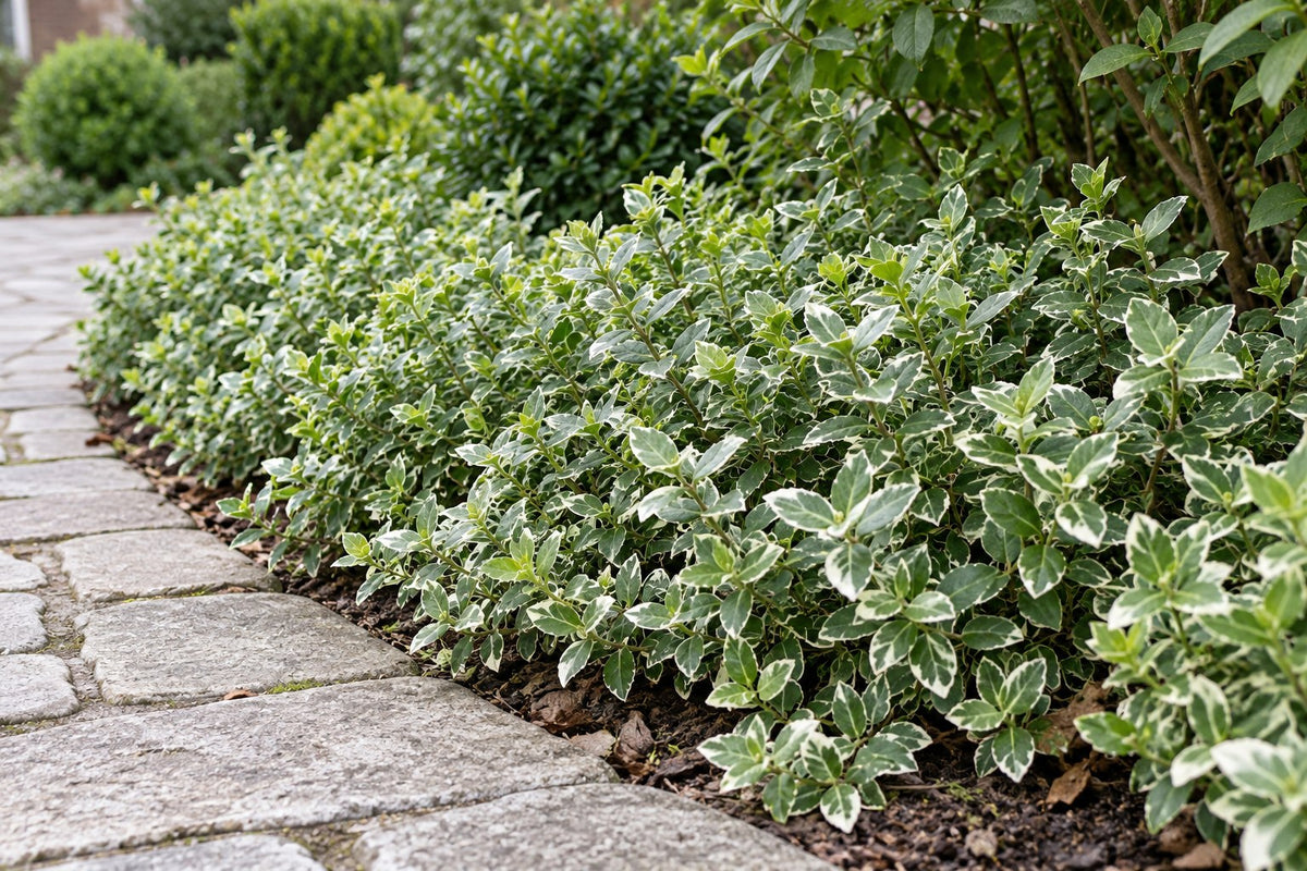 Trzmielina Fortune'a 'Emerald Gaiety' posadzona w ogrodzie