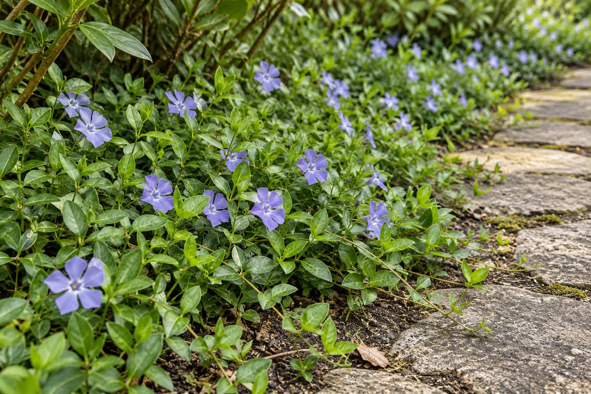 Lesser periwinkle planted in the garden