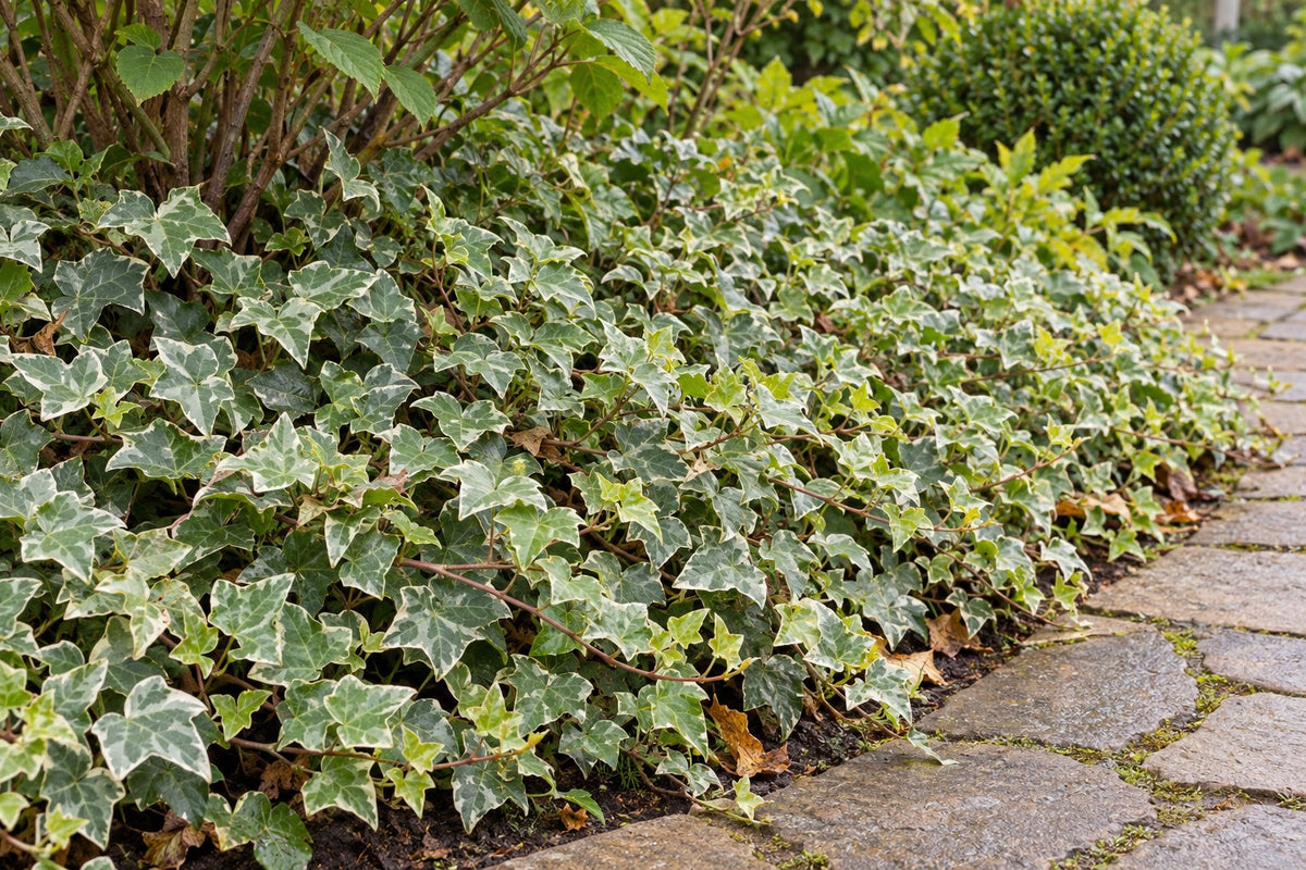 Klimop 'Glacier' aangeplant in de tuin