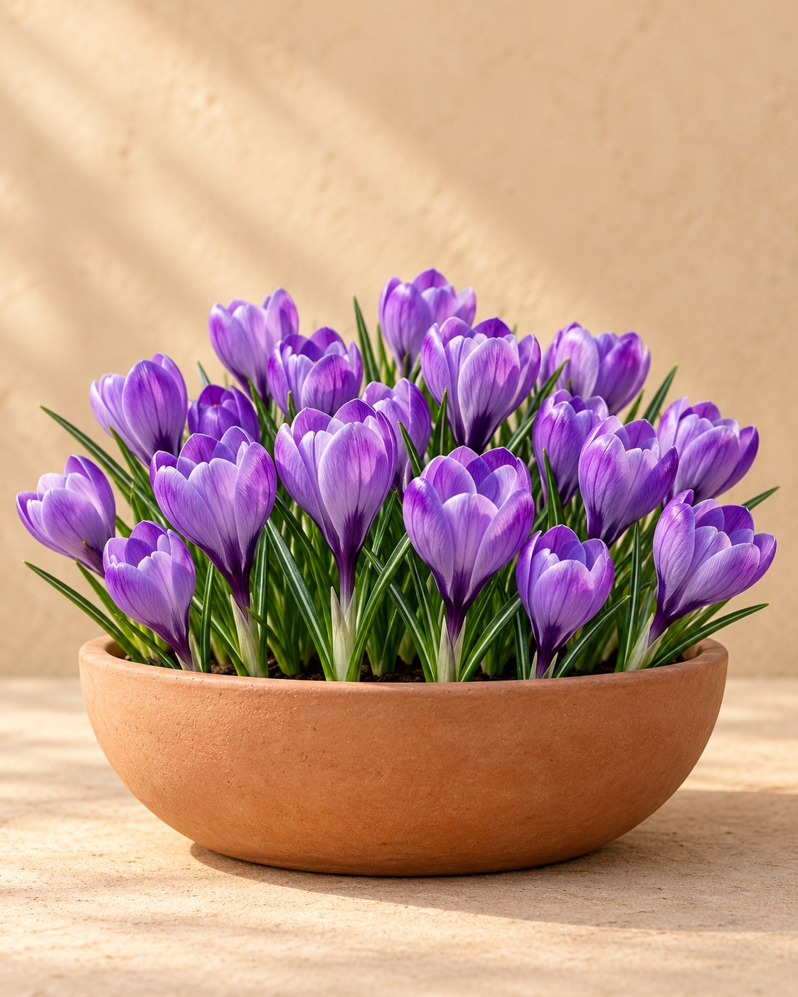 Krokusløg Blue i blomst i en vase