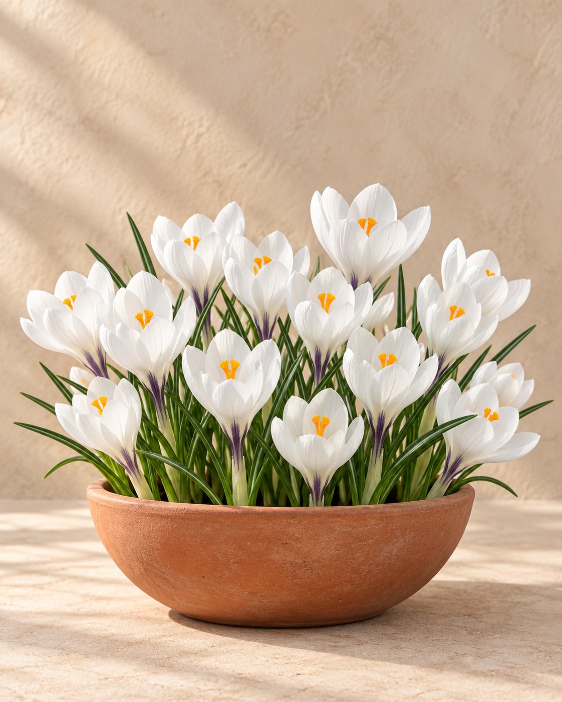Krokus White in bloei in een vaas