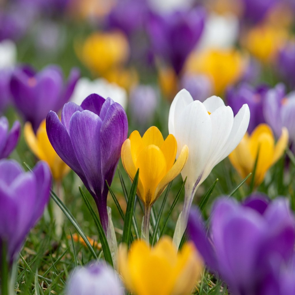 Krokus mix in bloei