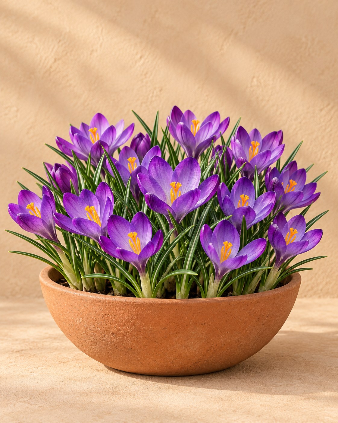 Krokus Ruby Giant in bloei in een vaas