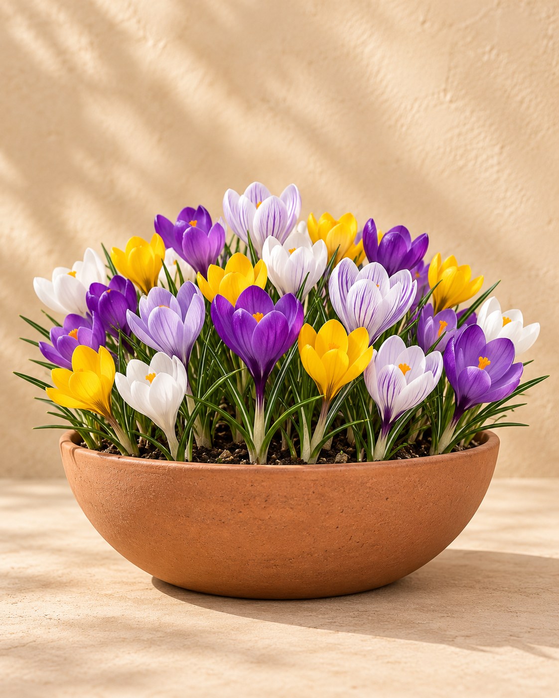 Krokus Soortenmix in bloei in een vaas