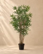 Kunstplant Bamboe van 144 cm hoog in pot van 30 cm