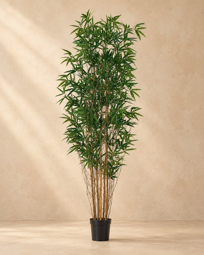 Kunstplant Bamboe van 210 cm hoog in pot van 23 cm