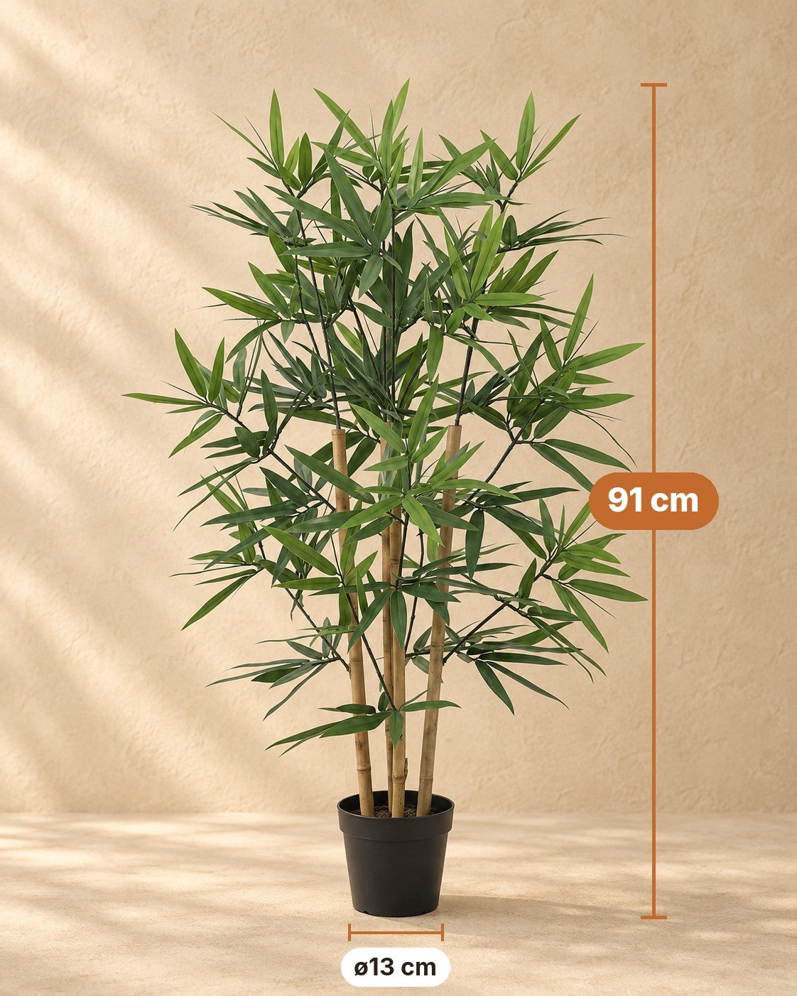 Mått Konstväxt bambu: 91 cm hög, kruka ø13 cm