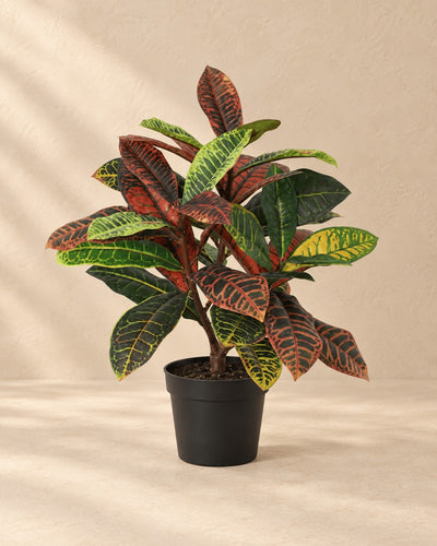 Kunstplant Croton Codiaeum (Codiaeum variegatum) van 40 cm hoog in pot van 12 cm