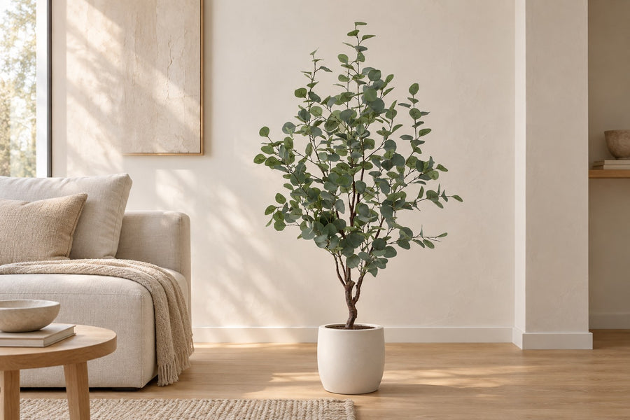 Kunstplant eucalyptus (Eucalyptus) 120 cm hoog, pot ø9 cm