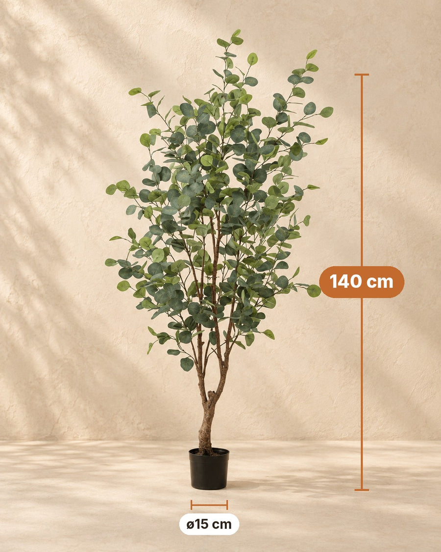 Kunstplant eucalyptus (Eucalyptus) 140 cm hoog, pot ø15 cm