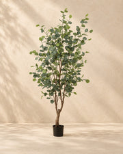 Kunstplant eucalyptus (Eucalyptus sp.) van 140 cm hoog in pot van 15 cm
