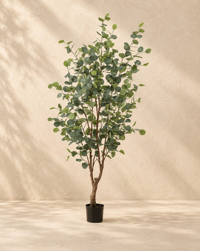 Kunstplant eucalyptus (Eucalyptus sp.) van 140 cm hoog in pot van 15 cm