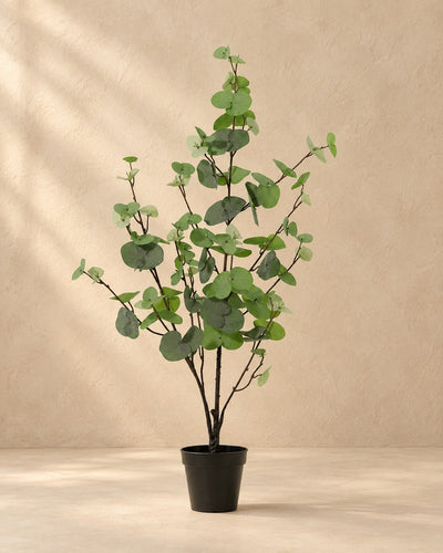 Kunstplant Eucalyptus groen (Eucalyptus sp.) van 86 cm hoog in pot van 13 cm
