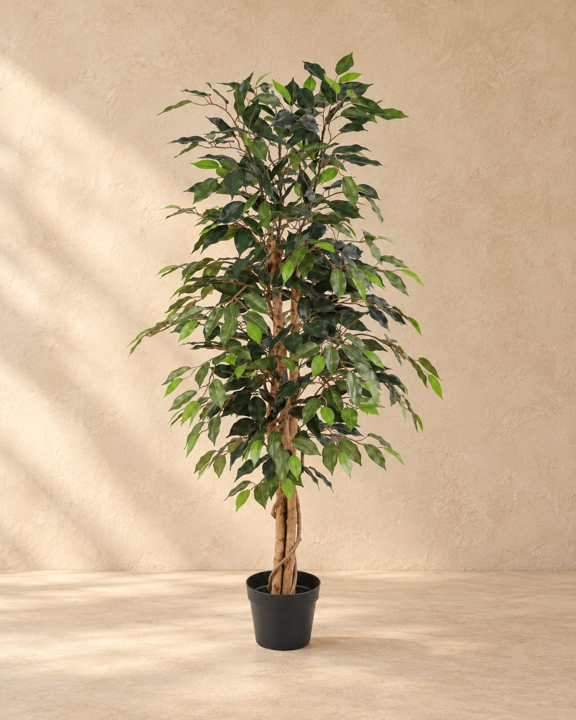 Plante artificielle Ficus Benjamina, 130 cm de haut en pot de 18 cm