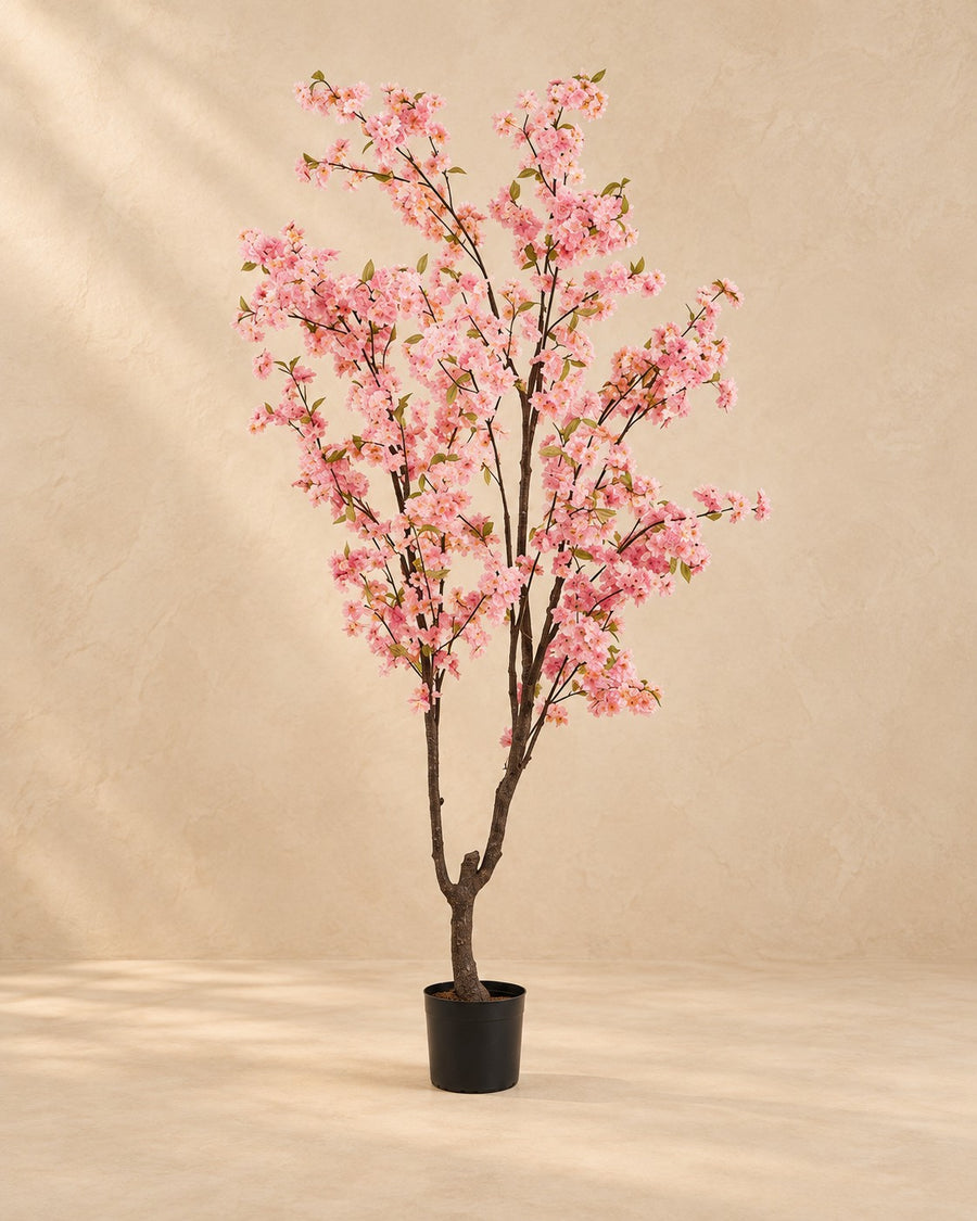 Kunstplant kersenbloesem (Prunus) roze, 210 cm hoog