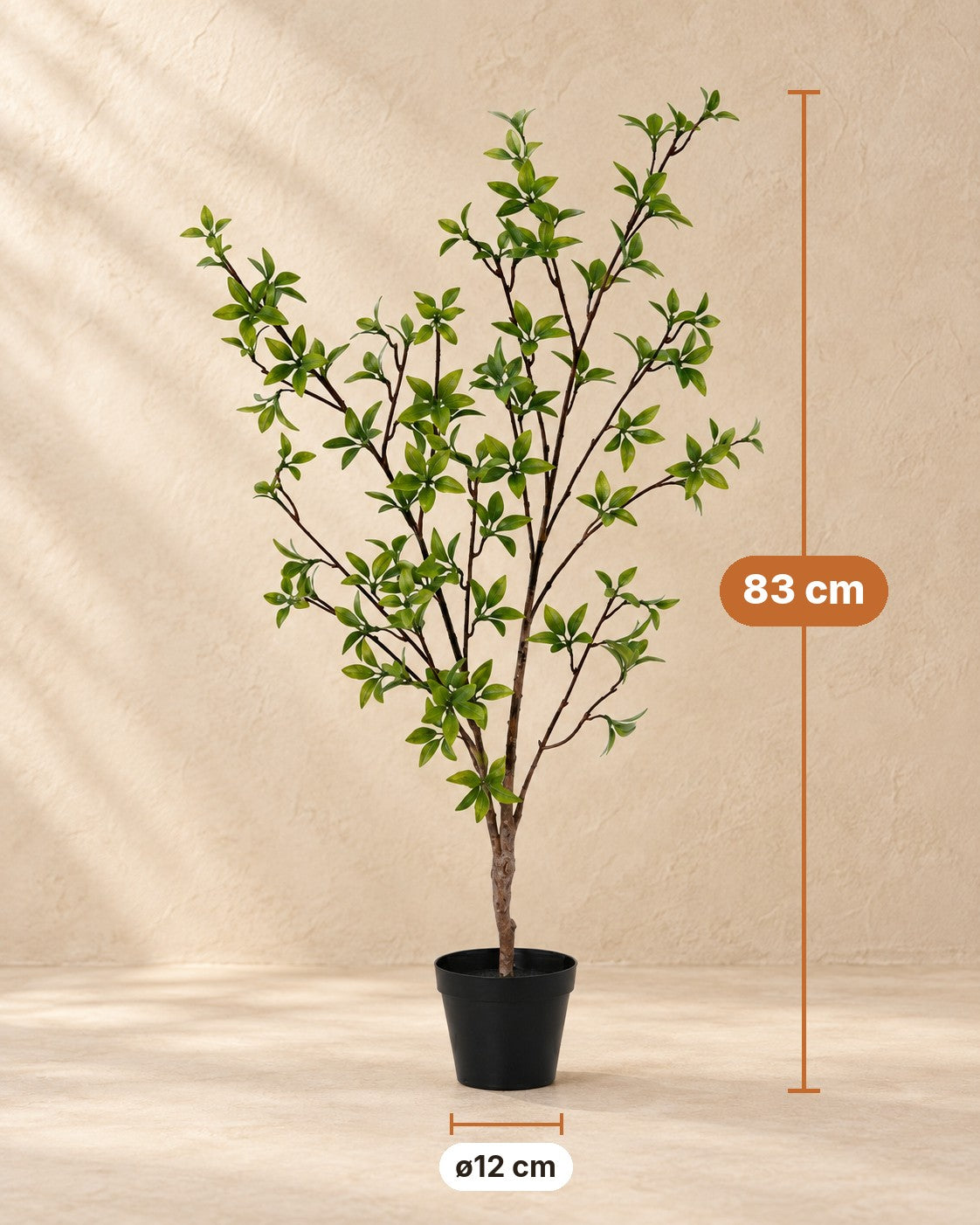 Mål Kunstig plante Myrtus: 83 cm høj, potte ø12 cm