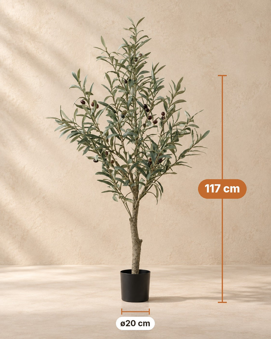 Kunstigt oliventræ (Olea europaea) 117 cm høj, potte ø20 cm