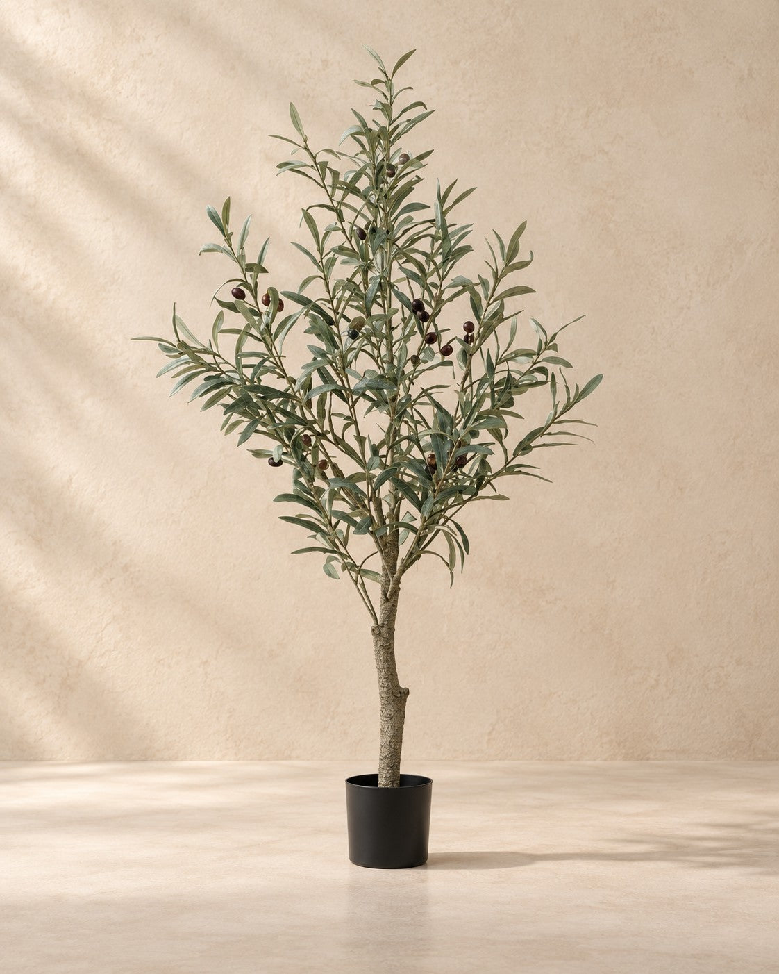 Kunstplant olijfboom (Olea europaea) van 117 cm hoog in pot van 20 cm