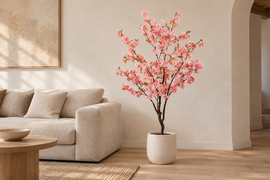 Kunstplant sierkers (Prunus) 135 cm hoog, pot ø15 cm