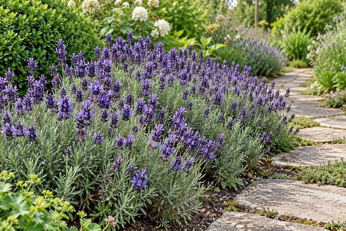Lavendel 'Hidcote' plantet i haven