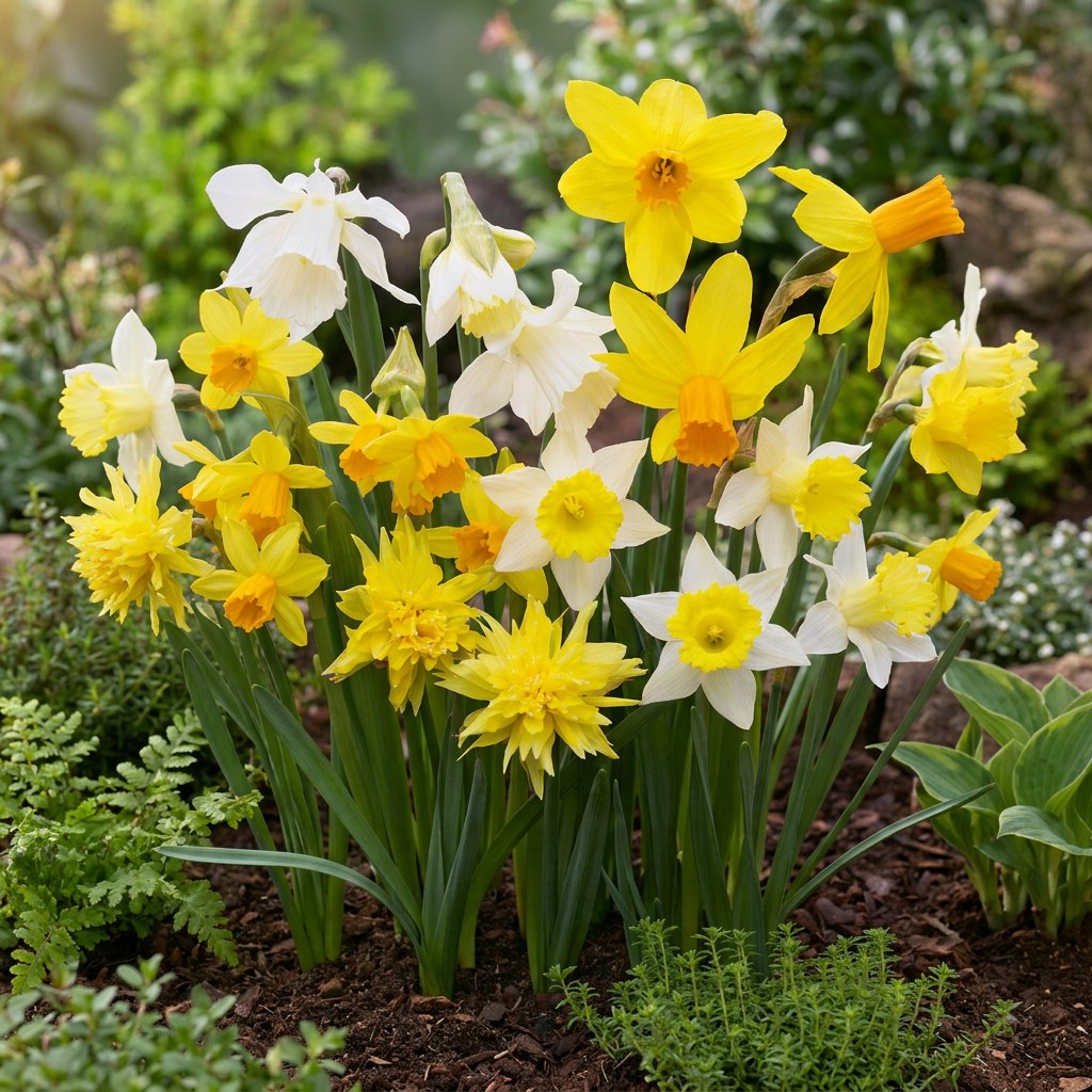 Narcis Botanische mix in bloei in de tuin