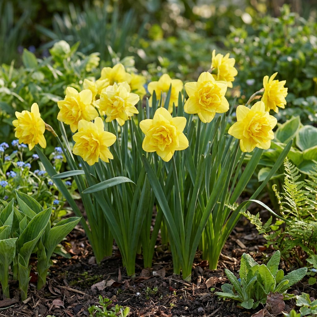 Narcis Golden Ducat in bloei in de tuin