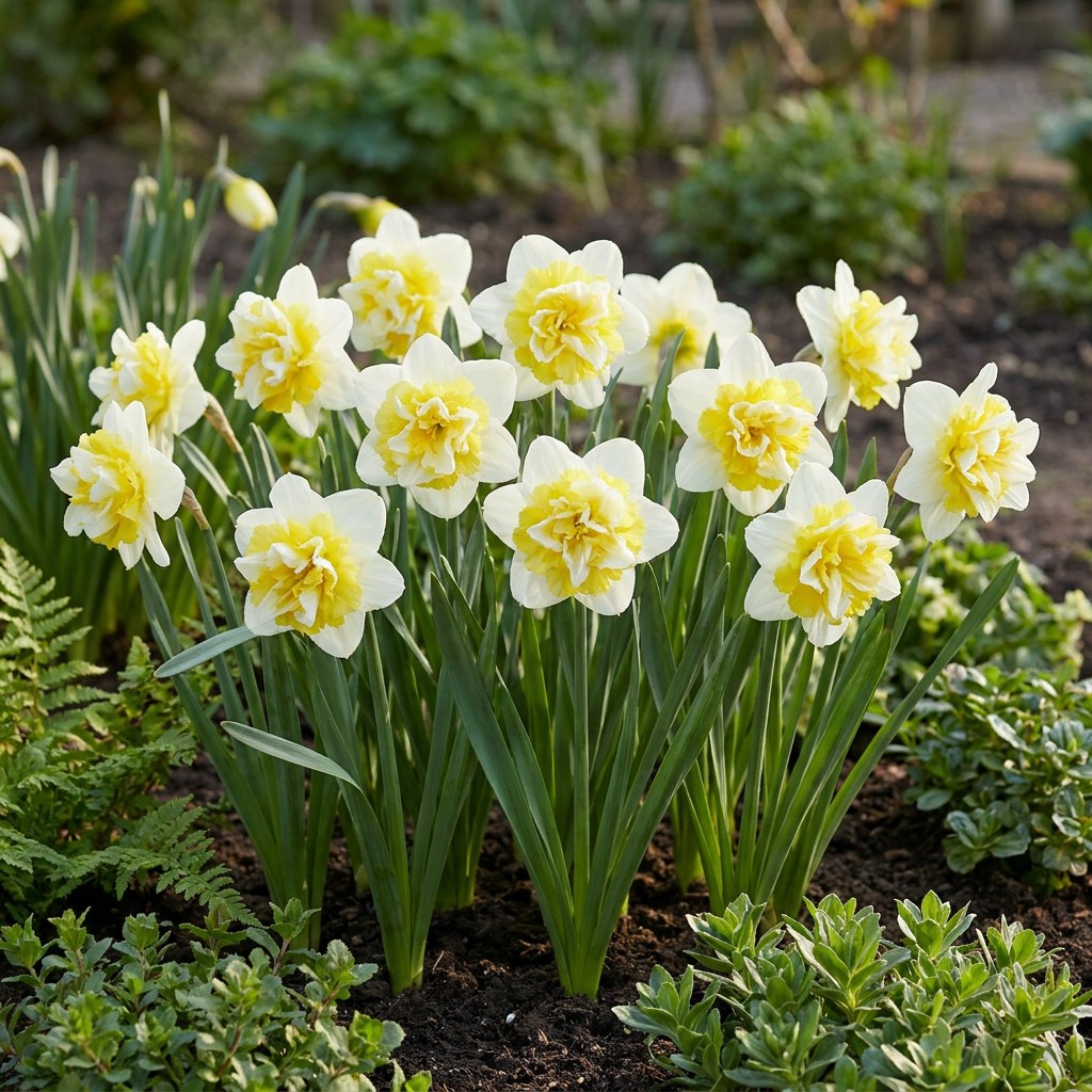 Narcis Ice King in bloei in de tuin
