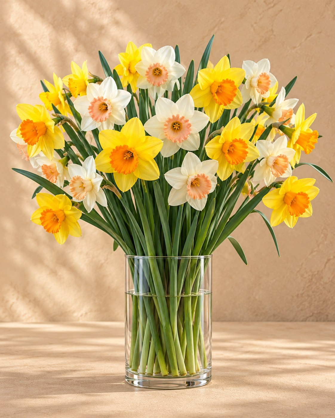 Narcis mix in bloei in een vaas