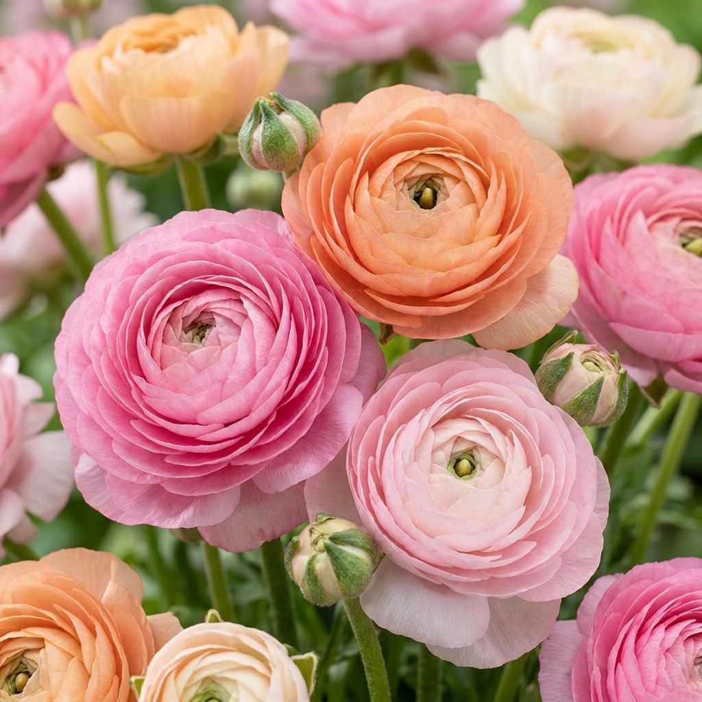 Ranunculus bulbs Pastel mix in flower