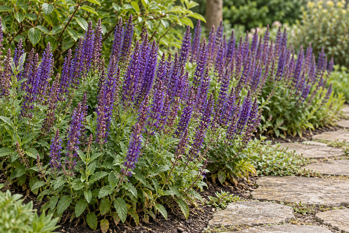 Salvia dei boschi 'Ostfriesland' piantata in giardino