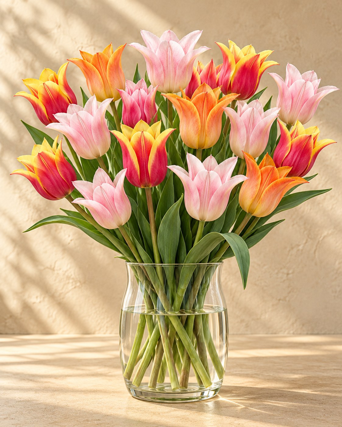 Tulpen Ballade mix in bloei in een vaas