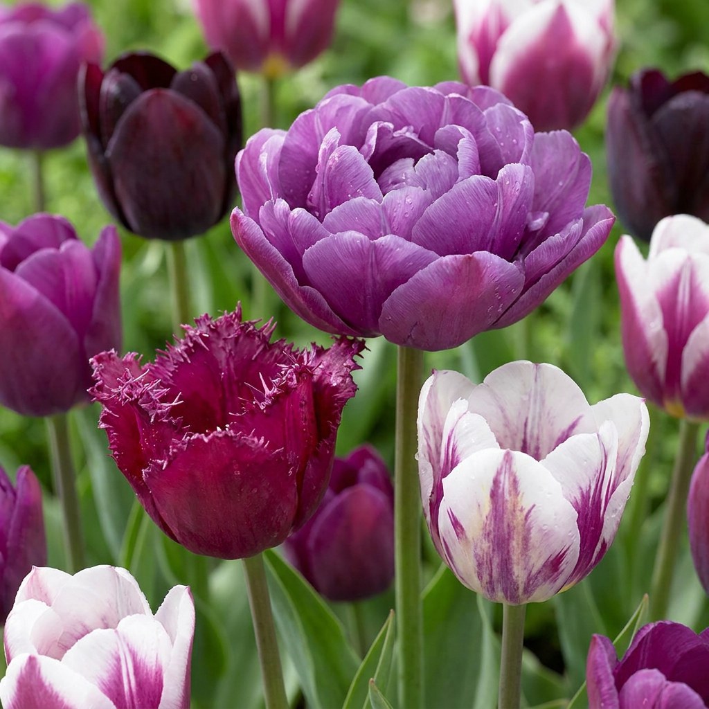 Bulbes de tulipes Blueberry mix en fleurs