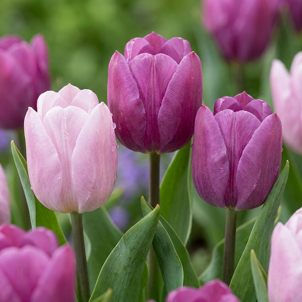 Tulpen Candy Purple Prince mix in bloei